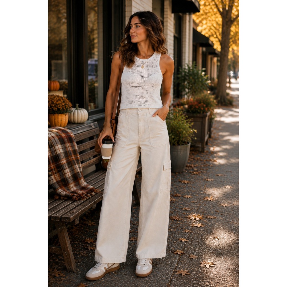 Madewell Open Knit Racerback Tank Cream Crochet Sweater Top L